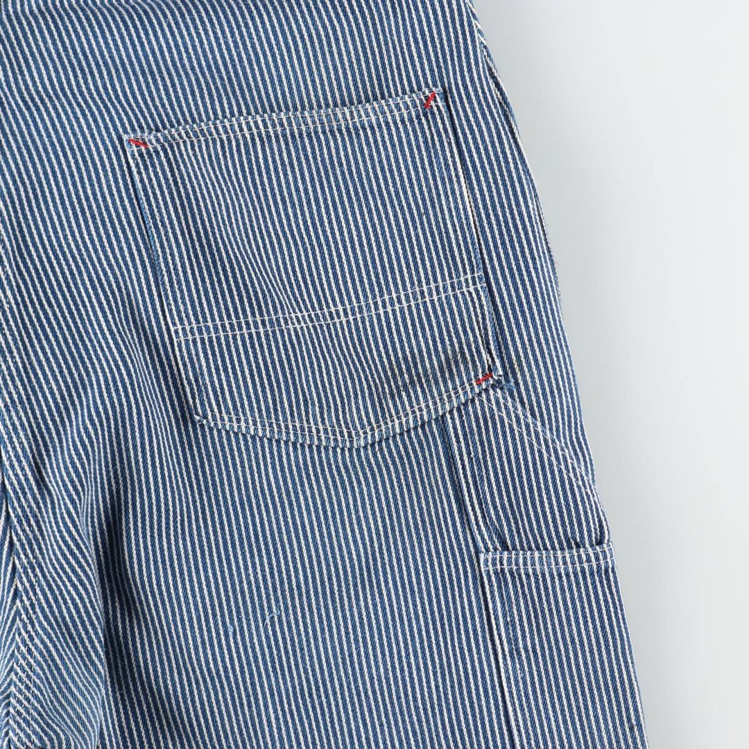 Big Size Round House Hickory Stripe Overalls, Made in USA, Men's W40 (approx.) cotton blue type Vintage Second Hand
