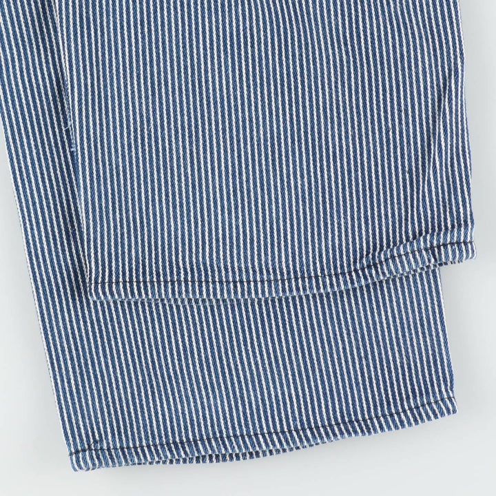 Big Size Round House Hickory Stripe Overalls, Made in USA, Men's W40 (approx.) cotton blue type Vintage Second Hand