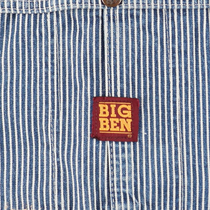 90'S Big Ben Hickory Stripe Denim Overalls, Made in USA, Men's W35 (approx.), Vintage cotton blue type Vintage Second Hand