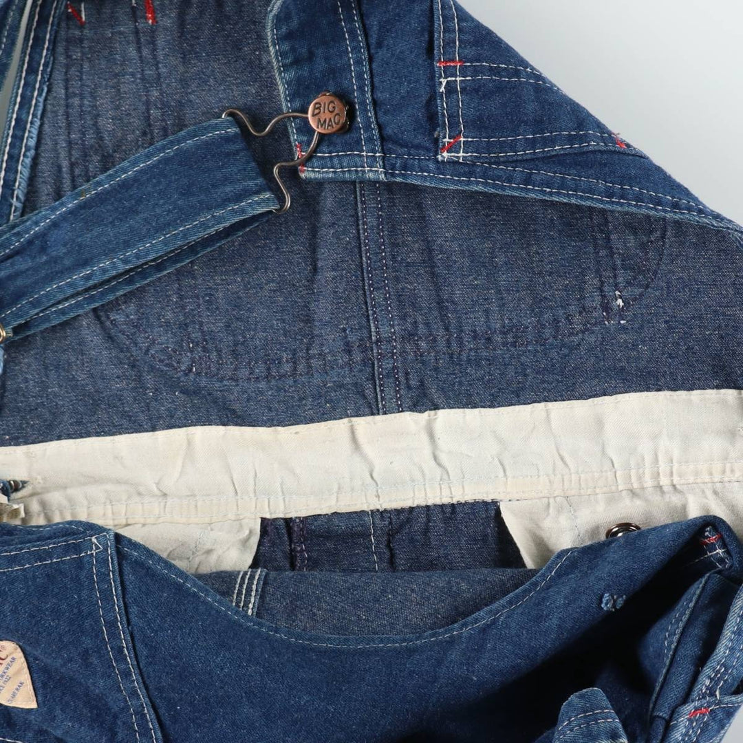 80s-90'S JC Penney BIG MAC denim overalls with apron, made in USA, men's size W31 (approx.), vintage. cotton blue type Vintage Second Hand