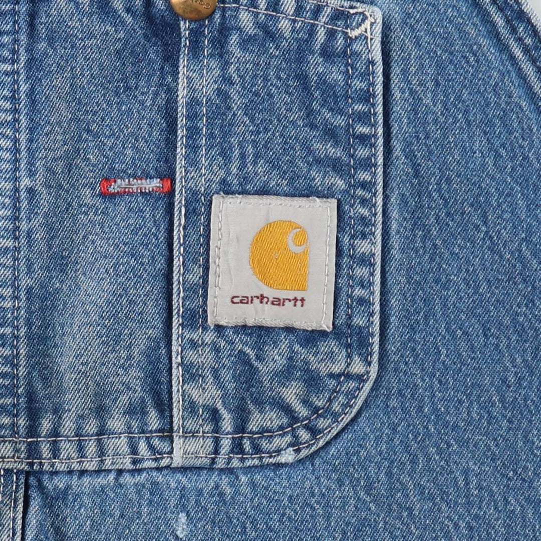 Carhartt logo patch denim overalls, men's size W43 (approx.) unclear blue type Vintage Second Hand
