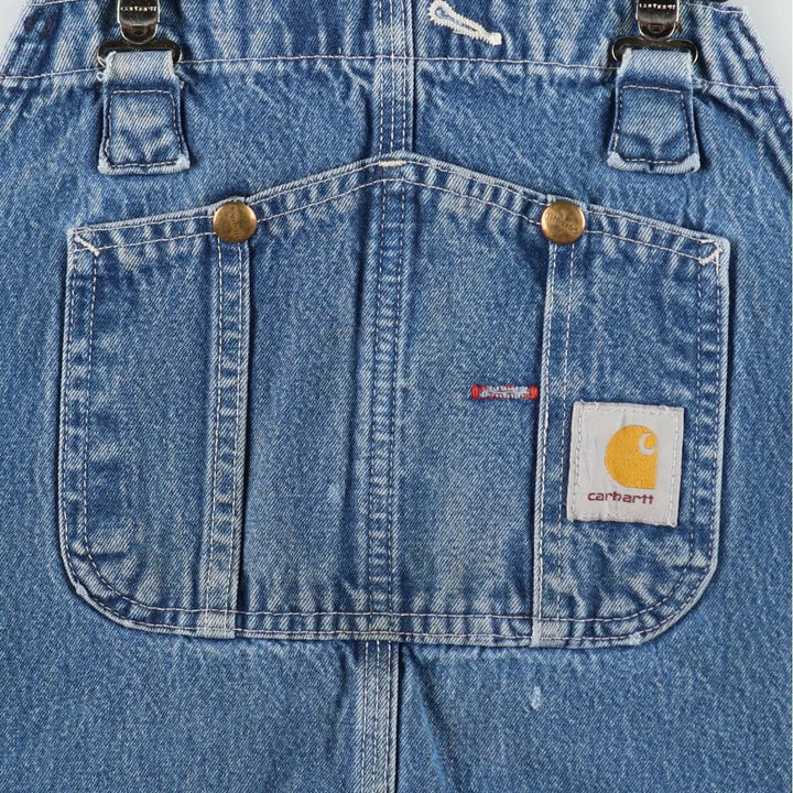 Carhartt logo patch denim overalls, men's size W43 (approx.) unclear blue type Vintage Second Hand