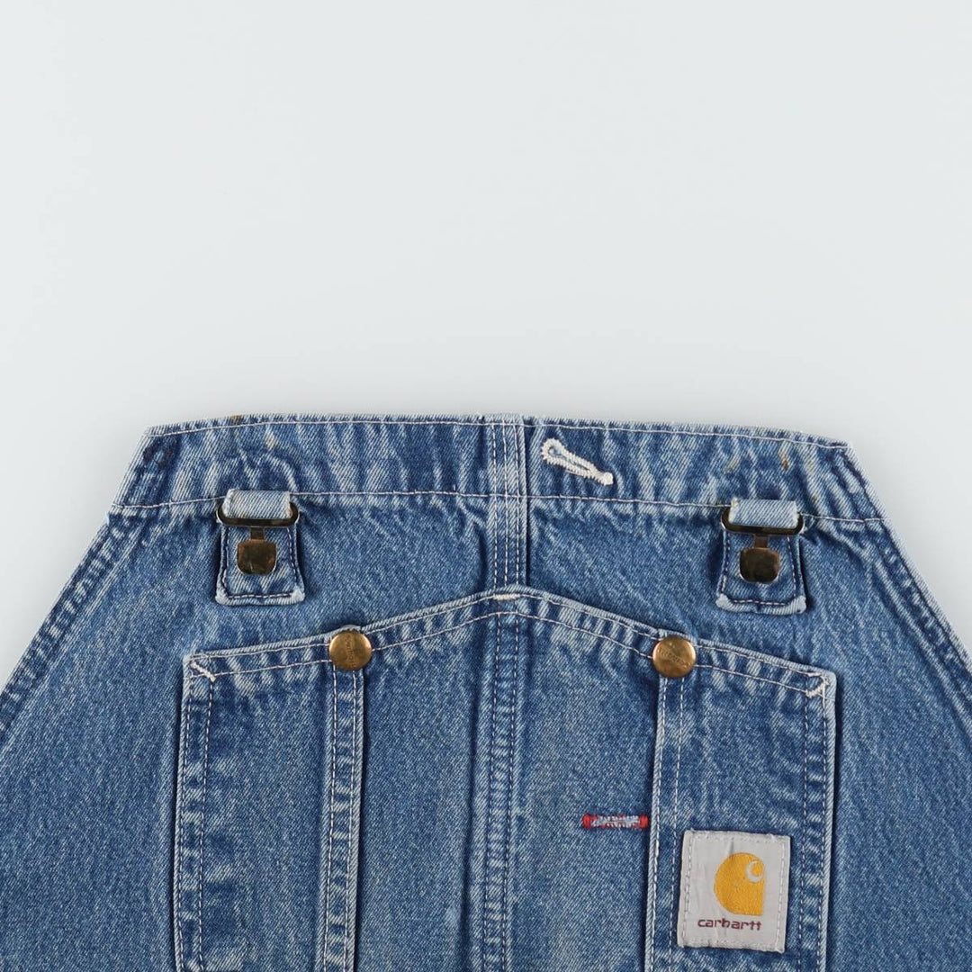 Carhartt logo patch denim overalls, men's size W43 (approx.) unclear blue type Vintage Second Hand