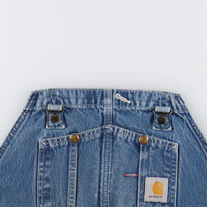 Carhartt logo patch denim overalls, men's size W43 (approx.) unclear blue type Vintage Second Hand