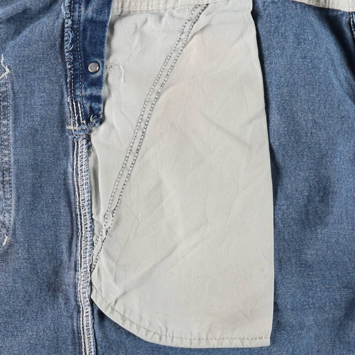 Carhartt logo patch denim overalls, men's size W43 (approx.) unclear blue type Vintage Second Hand