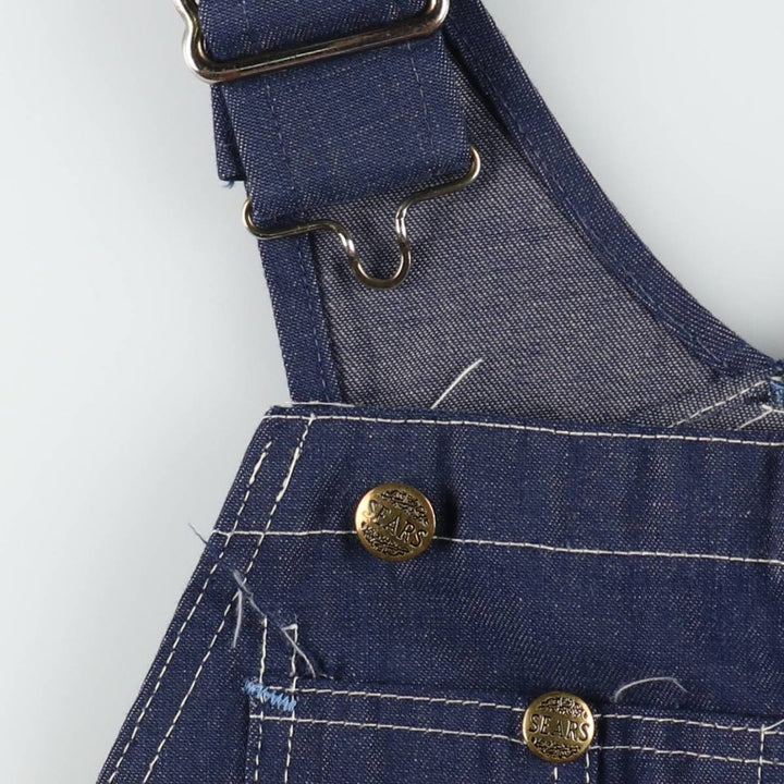 ~1970'S Sears Bat-Dyed Denim Overalls, Men's W36 (approx.), Vintage unclear navy blue type Vintage Second Hand