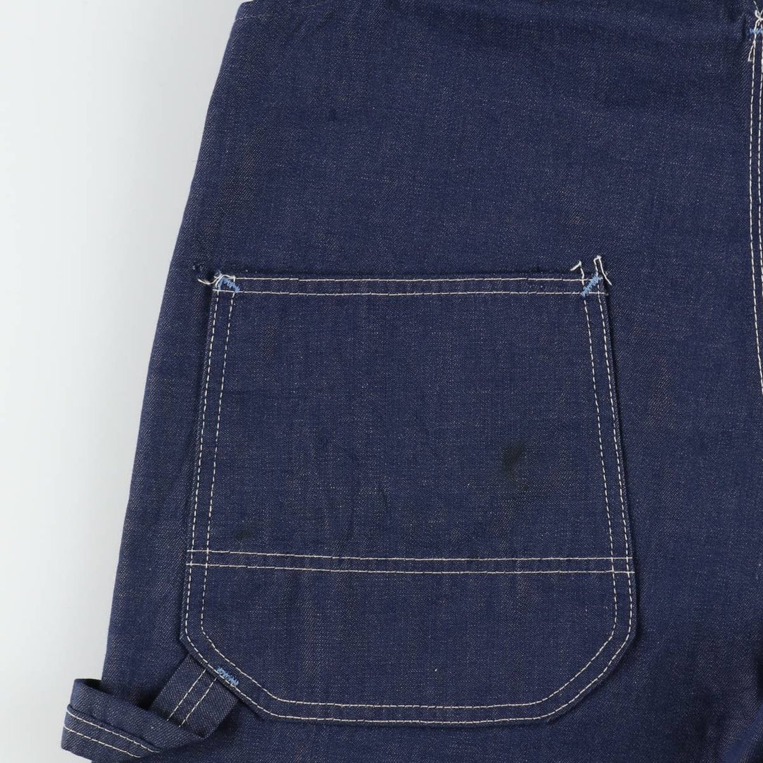 ~1970'S Sears Bat-Dyed Denim Overalls, Men's W36 (approx.), Vintage unclear navy blue type Vintage Second Hand