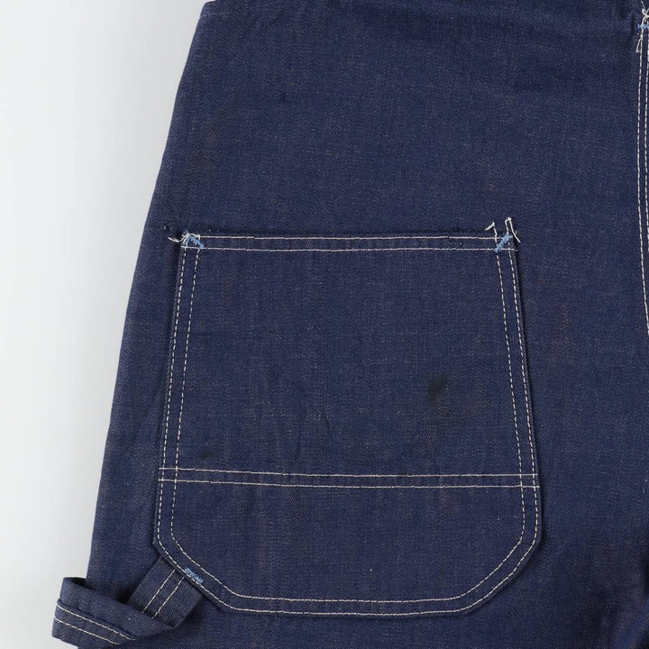 ~1970'S Sears Bat-Dyed Denim Overalls, Men's W36 (approx.), Vintage unclear navy blue type Vintage Second Hand
