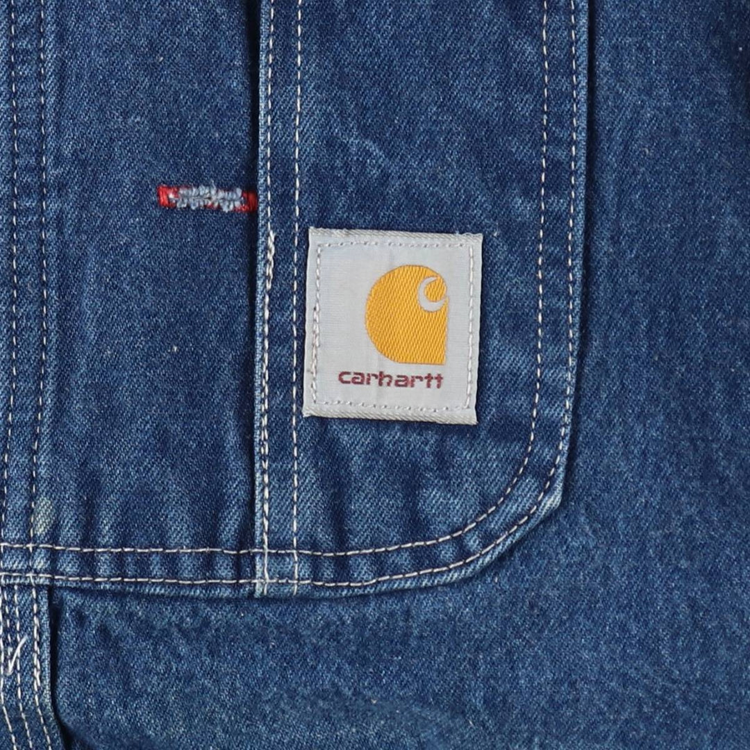Carhartt logo patch denim overalls, men's size W42 (approx.) unclear blue type Vintage Second Hand