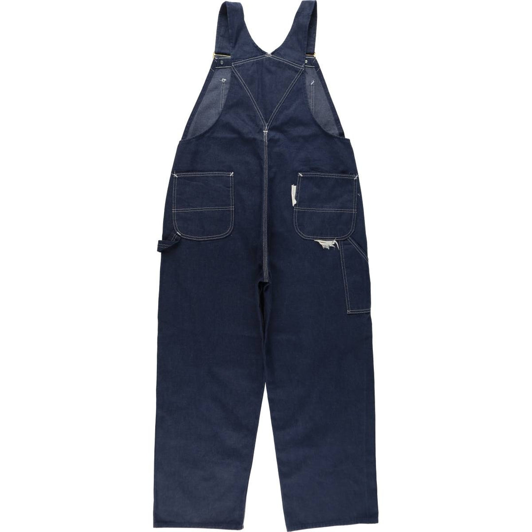 1970'S Sears Tradewear Bat-Dyed Denim Overalls, Men's Size W40 (approx.), Vintage polyester navy blue type Vintage Second Hand