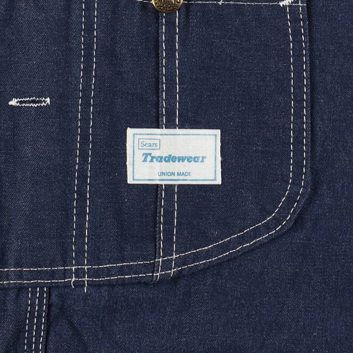 1970'S Sears Tradewear Bat-Dyed Denim Overalls, Men's Size W40 (approx.), Vintage polyester navy blue type Vintage Second Hand