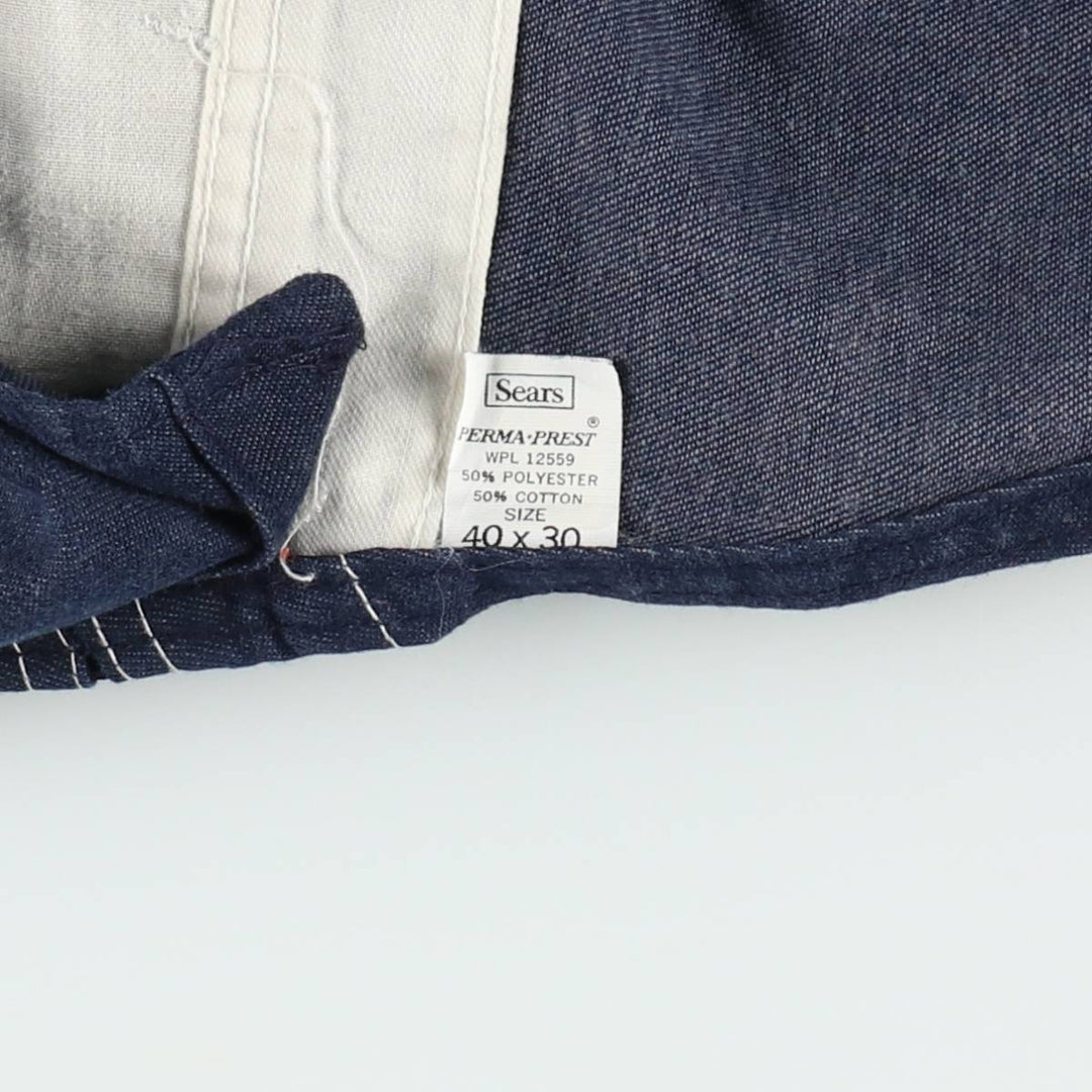 1970'S Sears Tradewear Bat-Dyed Denim Overalls, Men's Size W40 (approx.), Vintage polyester navy blue type Vintage Second Hand