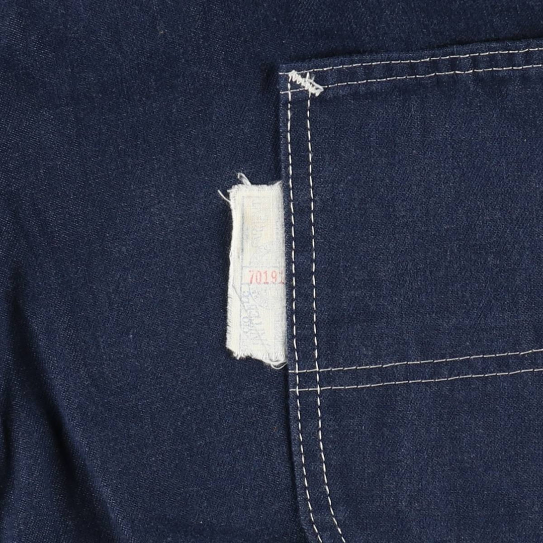 1970'S Sears Tradewear Bat-Dyed Denim Overalls, Men's Size W40 (approx.), Vintage polyester navy blue type Vintage Second Hand