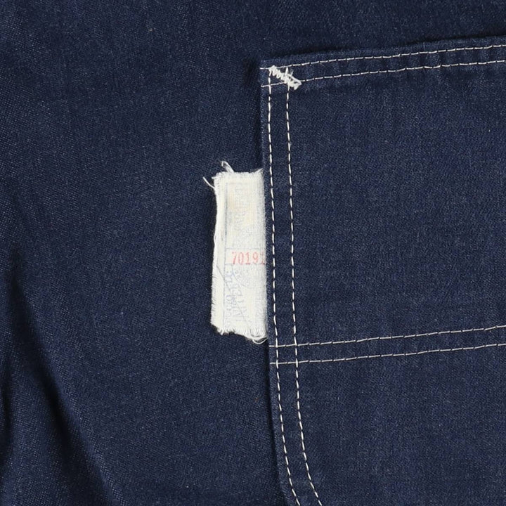 1970'S Sears Tradewear Bat-Dyed Denim Overalls, Men's Size W40 (approx.), Vintage polyester navy blue type Vintage Second Hand