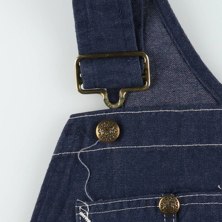 1970'S Sears Tradewear Bat-Dyed Denim Overalls, Men's Size W40 (approx.), Vintage polyester navy blue type Vintage Second Hand