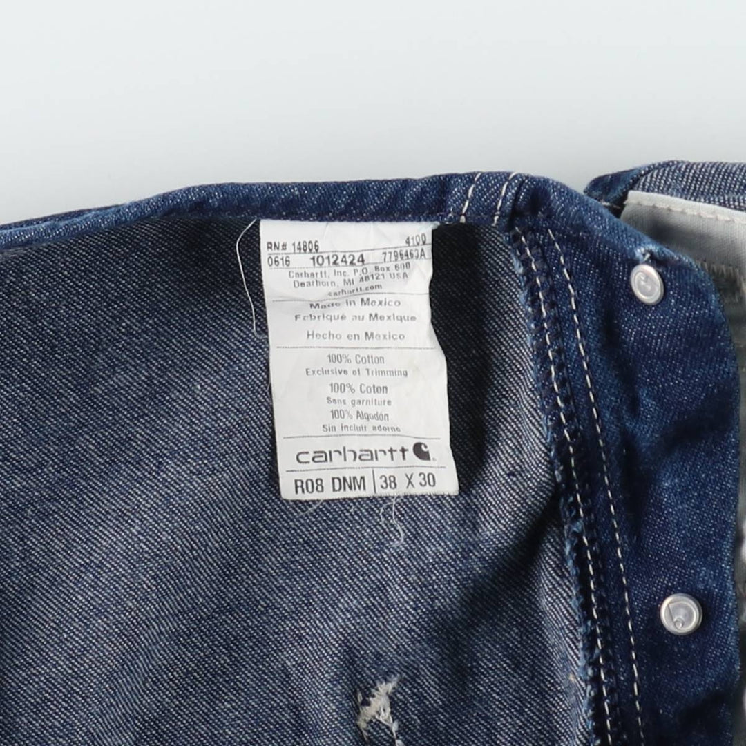 Carhartt denim overalls for men, equivalent to W38 cotton blue type Vintage Second Hand