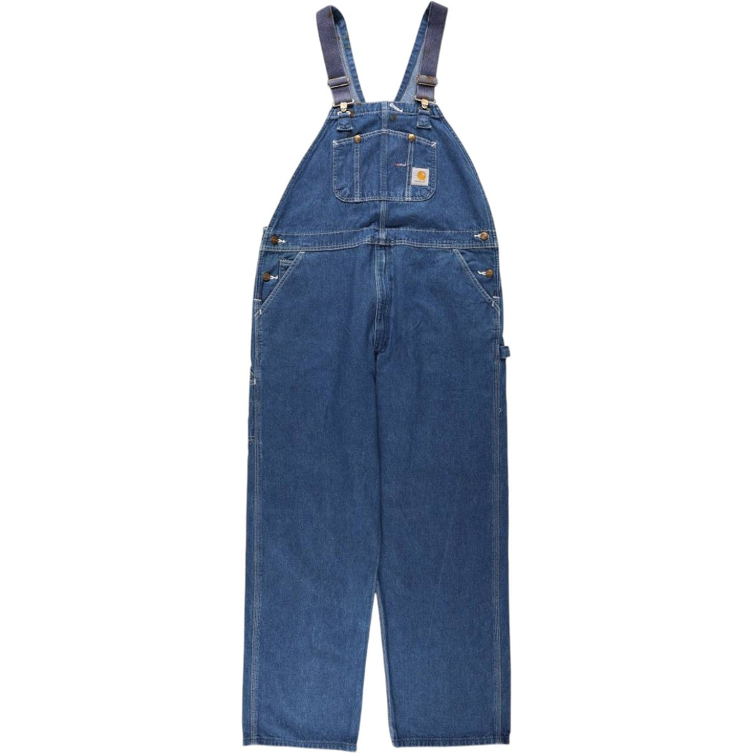 Carhartt logo patch denim overalls, men's size W42 (approx.) cotton blue type Vintage Second Hand