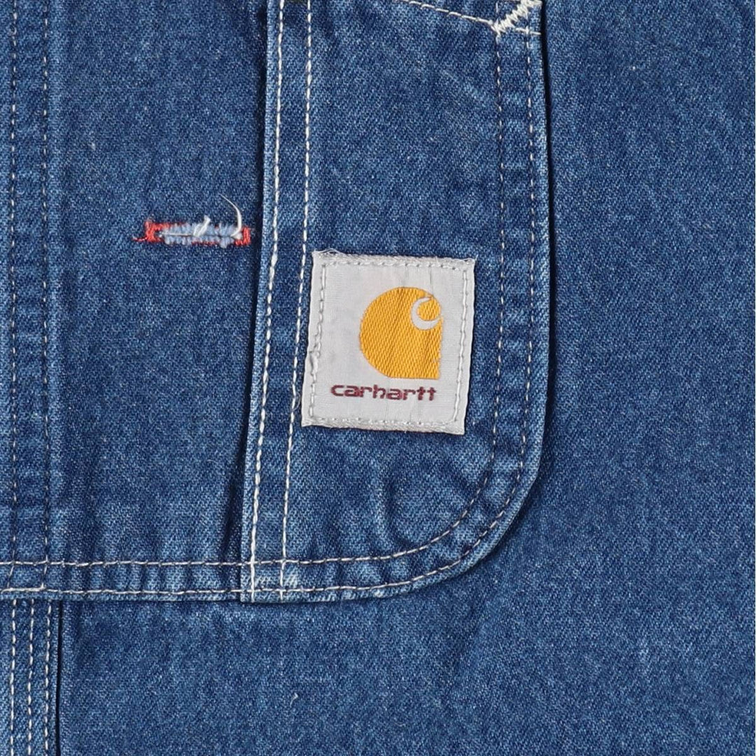Carhartt logo patch denim overalls, men's size W42 (approx.) cotton blue type Vintage Second Hand