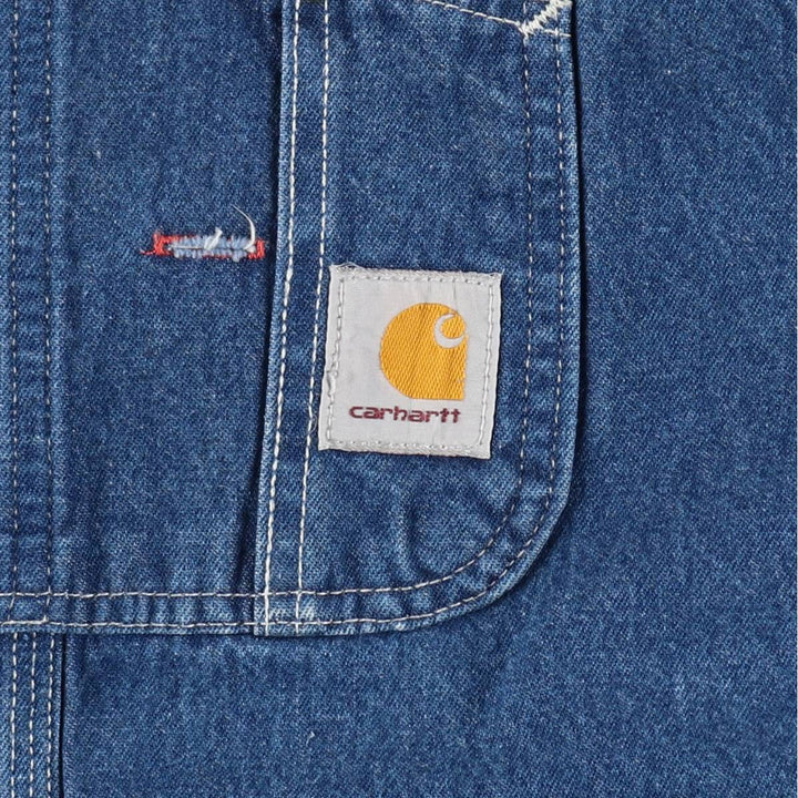Carhartt logo patch denim overalls, men's size W42 (approx.) cotton blue type Vintage Second Hand