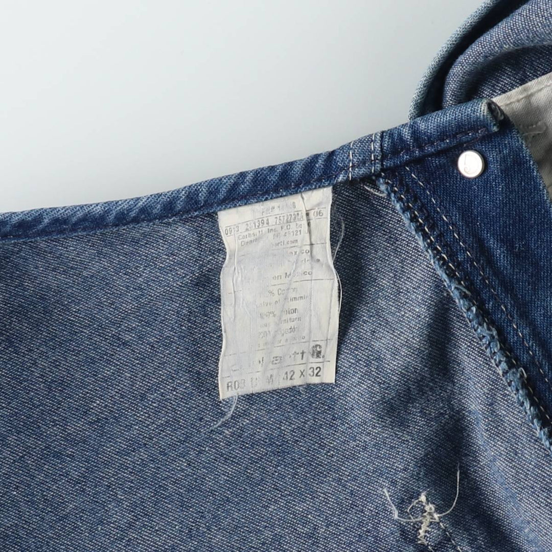 Carhartt logo patch denim overalls, men's size W42 (approx.) cotton blue type Vintage Second Hand