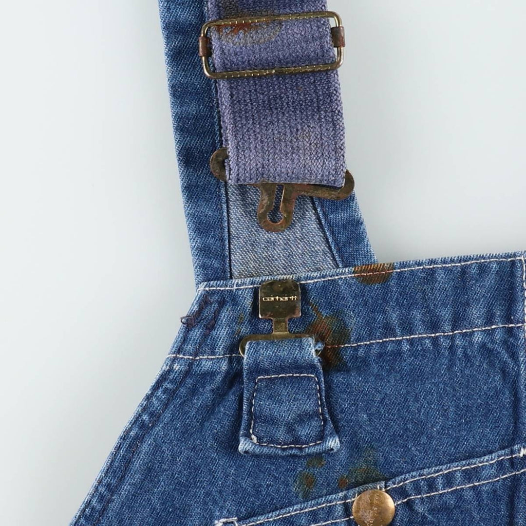 Carhartt logo patch denim overalls, men's size W42 (approx.) cotton blue type Vintage Second Hand