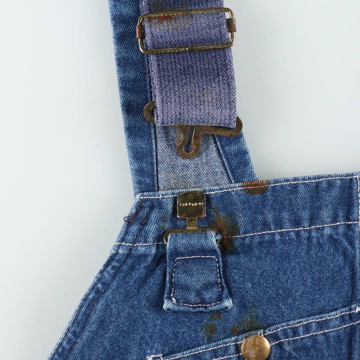 Carhartt logo patch denim overalls, men's size W42 (approx.) cotton blue type Vintage Second Hand