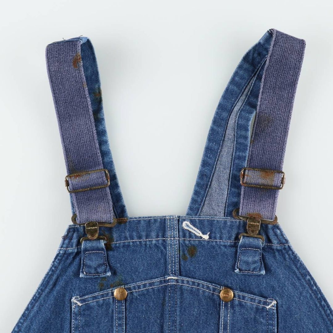 Carhartt logo patch denim overalls, men's size W42 (approx.) cotton blue type Vintage Second Hand