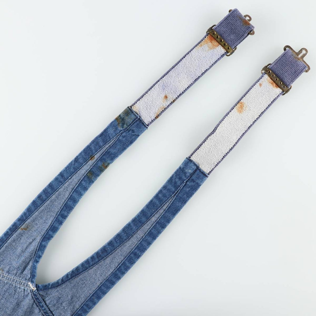 Carhartt logo patch denim overalls, men's size W42 (approx.) cotton blue type Vintage Second Hand