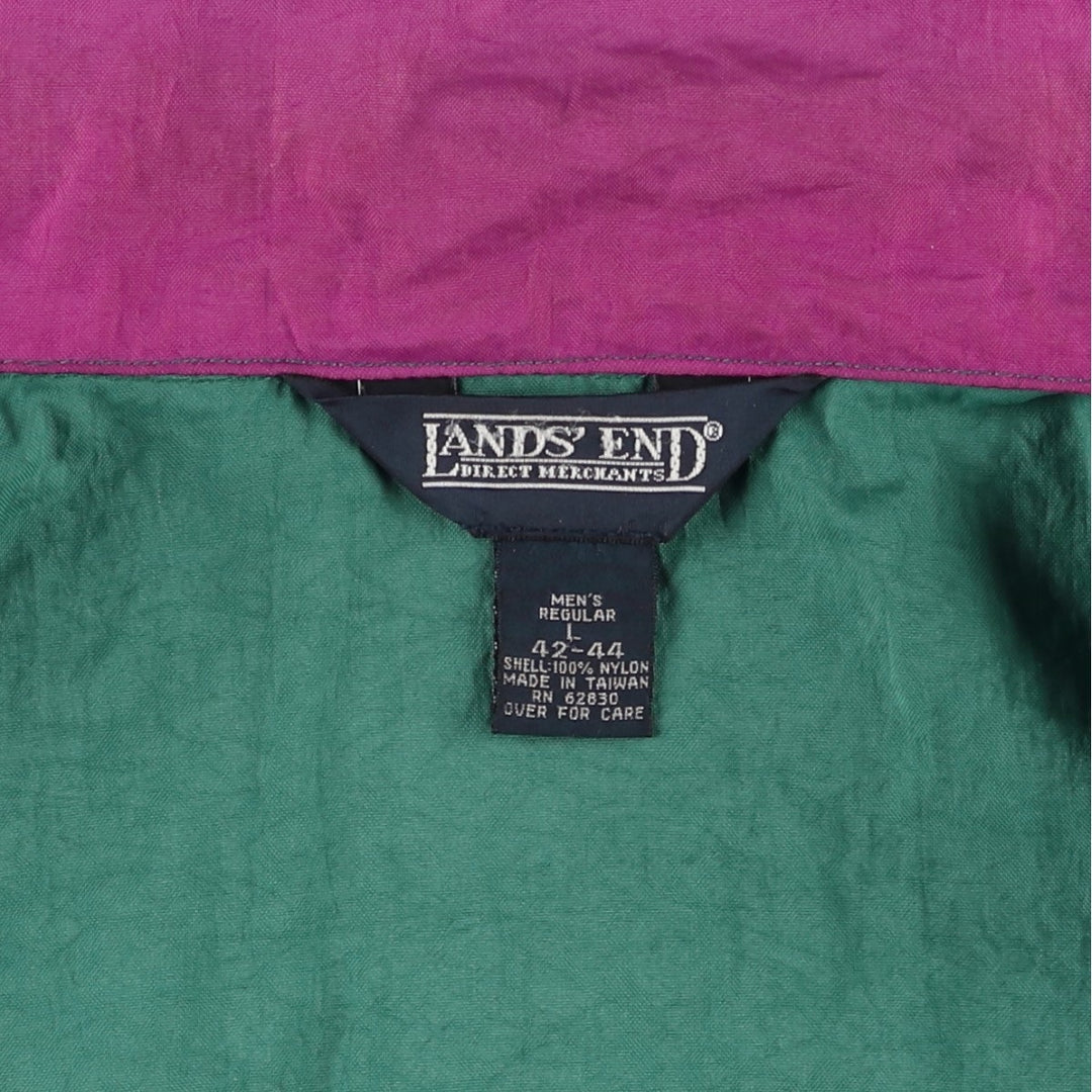 80s-90'S Lands' End Nylon Jacket, Men's Size L (approx.), Vintage Nylon Green type dark green Vintage Second Hand