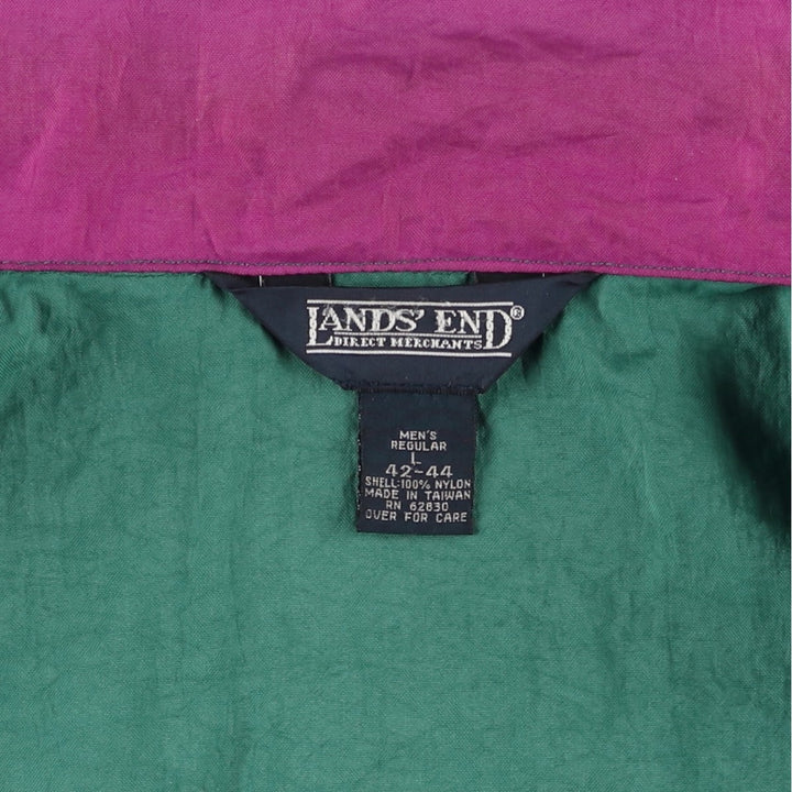 80s-90'S Lands' End Nylon Jacket, Men's Size L (approx.), Vintage Nylon Green type dark green Vintage Second Hand