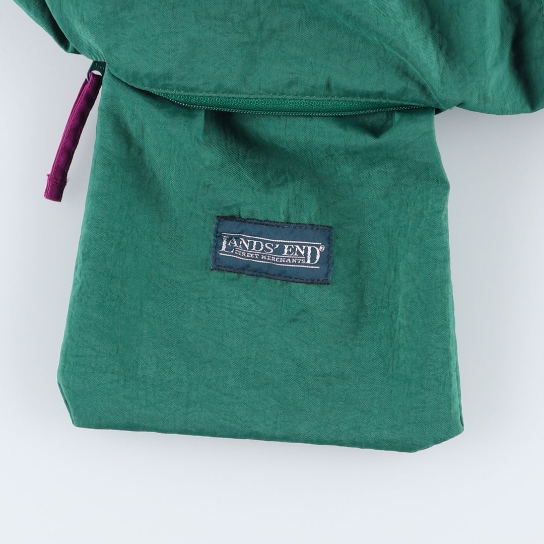 80s-90'S Lands' End Nylon Jacket, Men's Size L (approx.), Vintage Nylon Green type dark green Vintage Second Hand