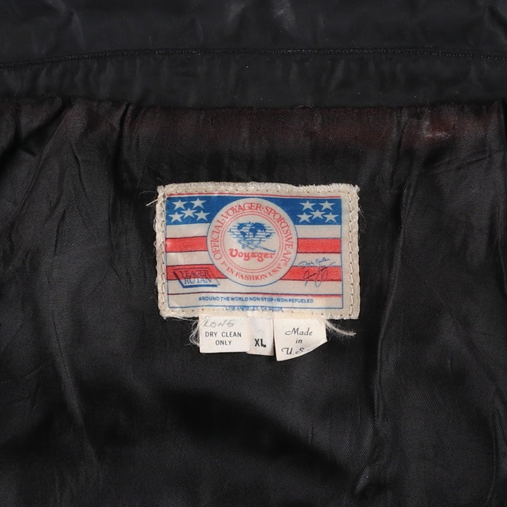 Voyager patch, American flag design, TOP GUN military flight jacket, made in USA, men's size XL equivalent, vintage. unclear black type Vintage Second Hand