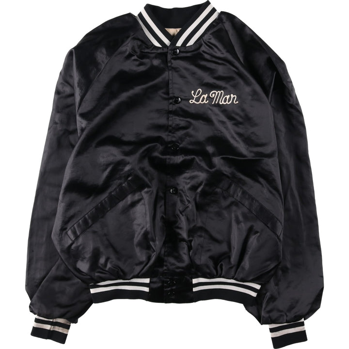 70s-80'S King Louie PRO FIT Nylon Stadium Jacket Award Jacket Varsity Jacket Made in USA Men's Size L Nylon black type Vintage Second Hand