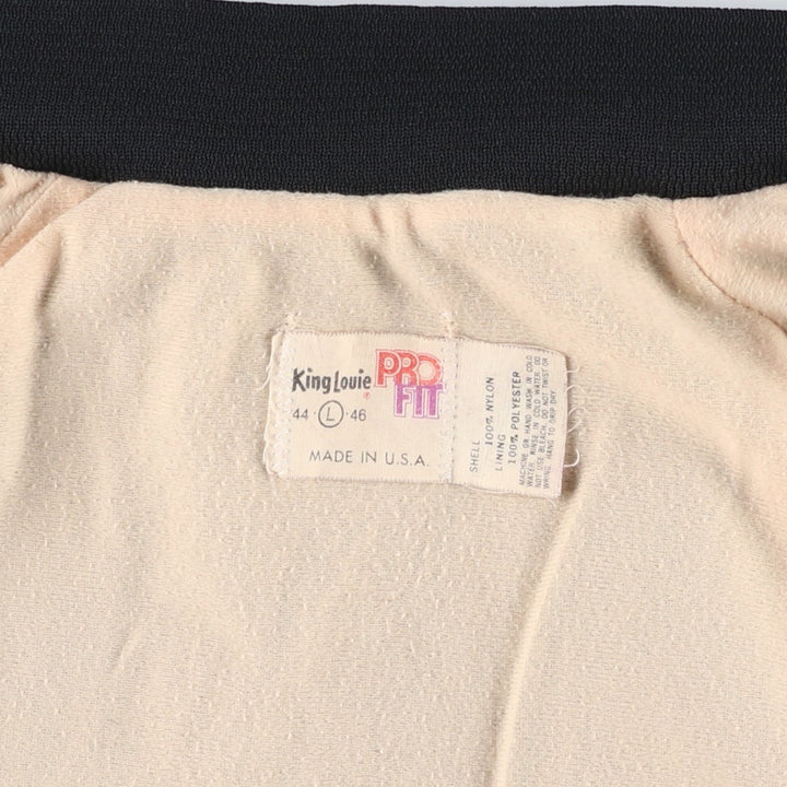 70s-80'S King Louie PRO FIT Nylon Stadium Jacket Award Jacket Varsity Jacket Made in USA Men's Size L Nylon black type Vintage Second Hand