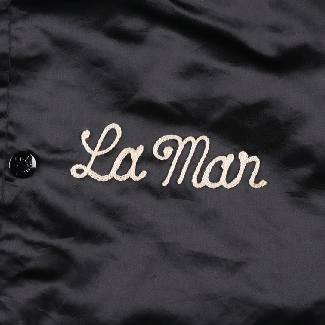 70s-80'S King Louie PRO FIT Nylon Stadium Jacket Award Jacket Varsity Jacket Made in USA Men's Size L Nylon black type Vintage Second Hand