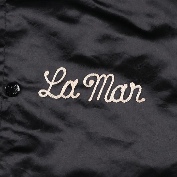 70s-80'S King Louie PRO FIT Nylon Stadium Jacket Award Jacket Varsity Jacket Made in USA Men's Size L Nylon black type Vintage Second Hand