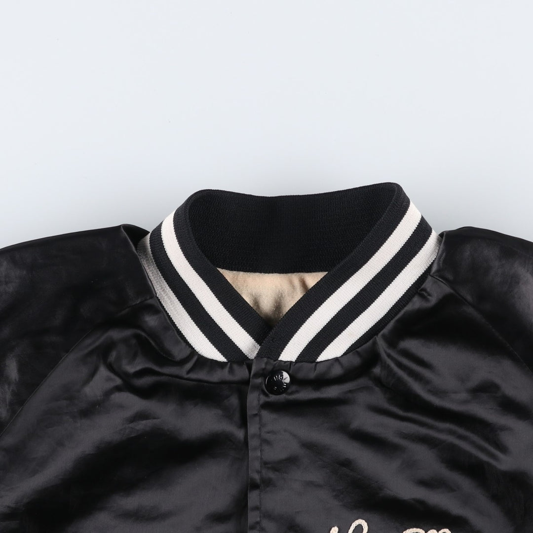 70s-80'S King Louie PRO FIT Nylon Stadium Jacket Award Jacket Varsity Jacket Made in USA Men's Size L Nylon black type Vintage Second Hand