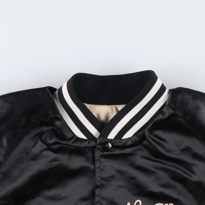 70s-80'S King Louie PRO FIT Nylon Stadium Jacket Award Jacket Varsity Jacket Made in USA Men's Size L Nylon black type Vintage Second Hand