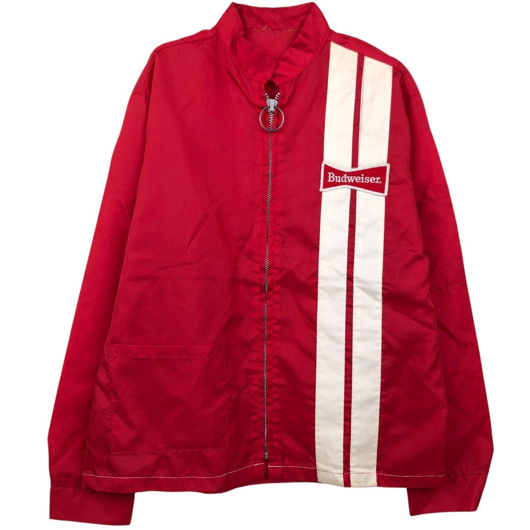 70s-80'S Budweiser racing jacket, men's size L equivalent, vintage. unclear red type Vintage Second Hand