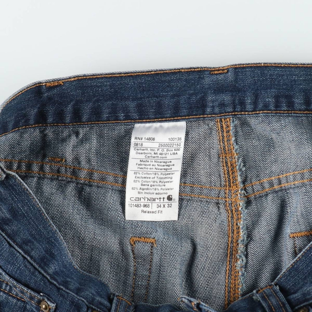 Carhartt Relaxed Fit Tapered Denim Pants for Men, W34 equivalent cotton blue type Vintage Second Hand