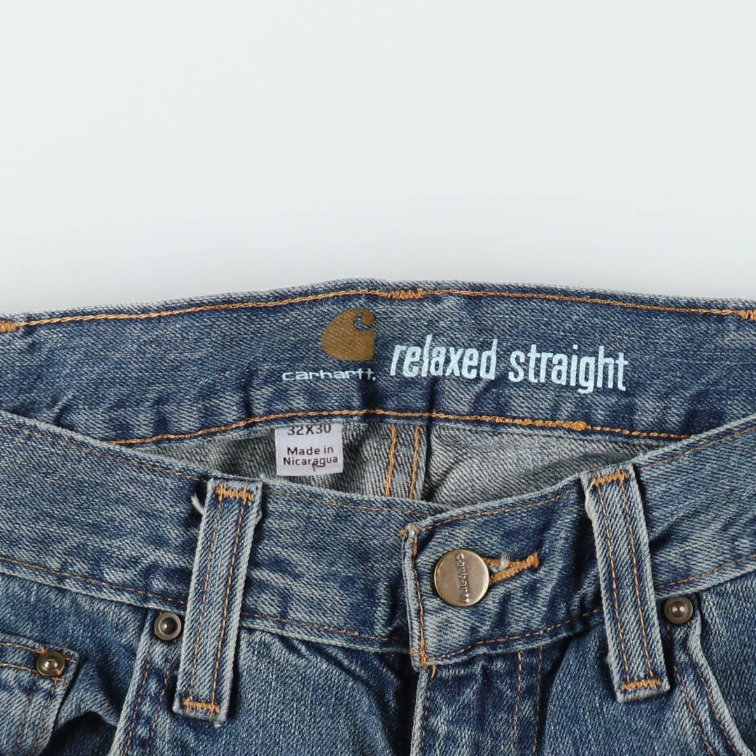 Carhartt Relaxed Straight Tapered Denim Pants, Men's Size W34 (approx.) cotton blue type Vintage Second Hand