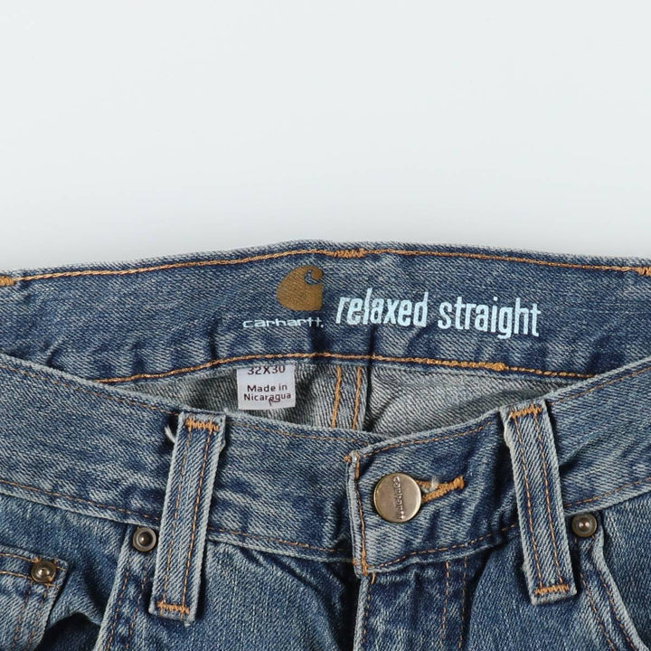 Carhartt Relaxed Straight Tapered Denim Pants, Men's Size W34 (approx.) cotton blue type Vintage Second Hand