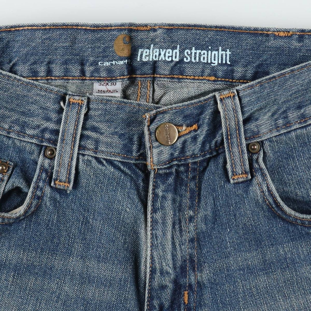 Carhartt Relaxed Straight Tapered Denim Pants, Men's Size W34 (approx.) cotton blue type Vintage Second Hand