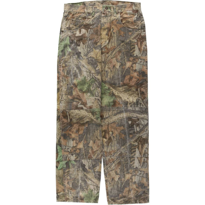 Wrangler Camouflage Pattern RealTree Camo Tapered Denim Pants, Made in USA, Men's W32 (approx.) cotton Khaki type Vintage Second Hand