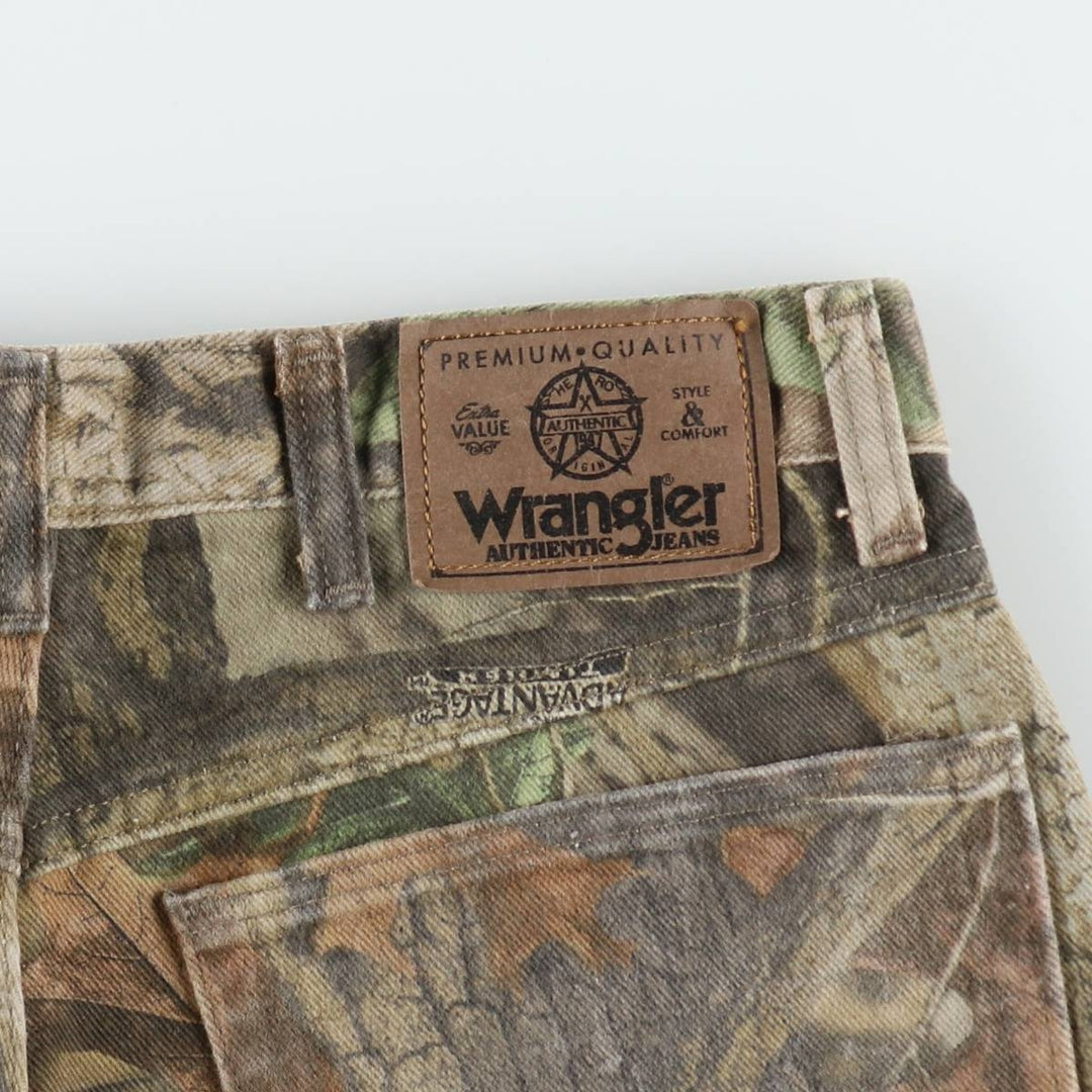 Wrangler Camouflage Pattern RealTree Camo Tapered Denim Pants, Made in USA, Men's W32 (approx.) cotton Khaki type Vintage Second Hand