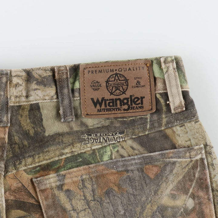 Wrangler Camouflage Pattern RealTree Camo Tapered Denim Pants, Made in USA, Men's W32 (approx.) cotton Khaki type Vintage Second Hand