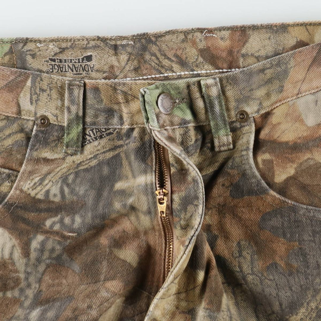 Wrangler Camouflage Pattern RealTree Camo Tapered Denim Pants, Made in USA, Men's W32 (approx.) cotton Khaki type Vintage Second Hand