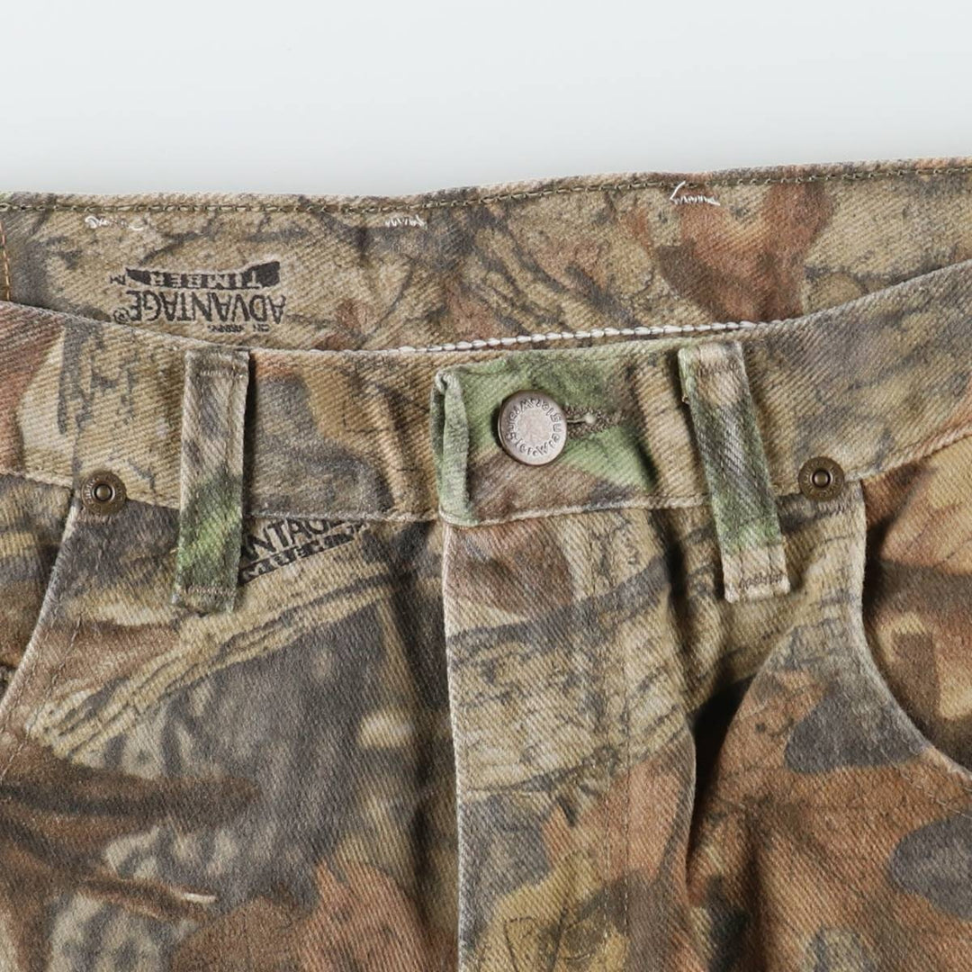 Wrangler Camouflage Pattern RealTree Camo Tapered Denim Pants, Made in USA, Men's W32 (approx.) cotton Khaki type Vintage Second Hand