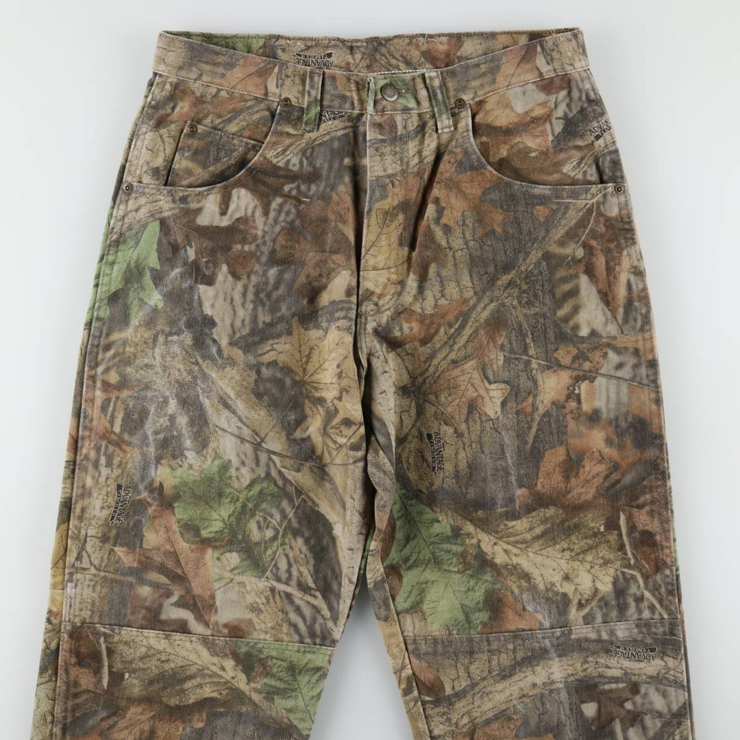 Wrangler Camouflage Pattern RealTree Camo Tapered Denim Pants, Made in USA, Men's W32 (approx.) cotton Khaki type Vintage Second Hand