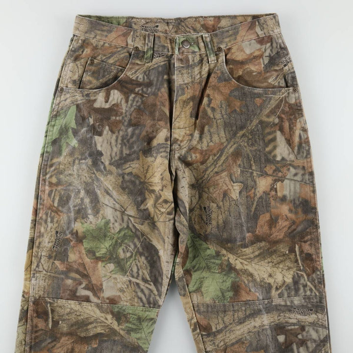 Wrangler Camouflage Pattern RealTree Camo Tapered Denim Pants, Made in USA, Men's W32 (approx.) cotton Khaki type Vintage Second Hand